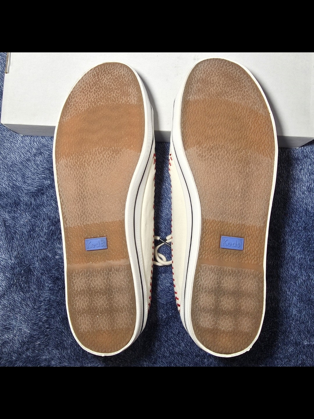 Keds Cream Canvas Sneakers with Red Baseball Stitching - Picture 6 of 7